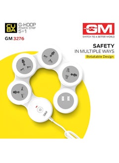 Cuba Electric Extension Cuba Power Strip with 4 International Extension Socket 13A 2 USB 3.1A Output Safety Shutter 1.8 Meter Cable Ideal For All Electronic Devices Model GM 3276  - Image 2