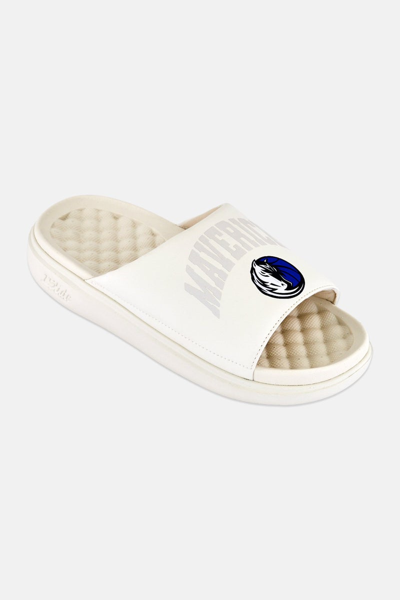 ISlide Men Dallas Mavericks Tonal Pop Slip On Slides, Off White - Image 1