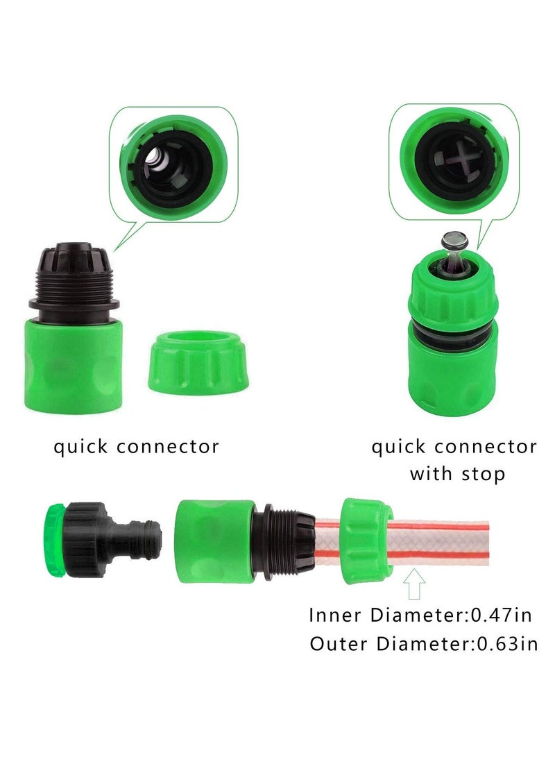 SYOSI Complete Garden Hose Connector Set: Plastic Fittings with Hose End, Connectors, Two-in-One Adapters, Spray Nozzle, and Y Hose Splitter for Seamless Faucet Connections - Green - Image 2