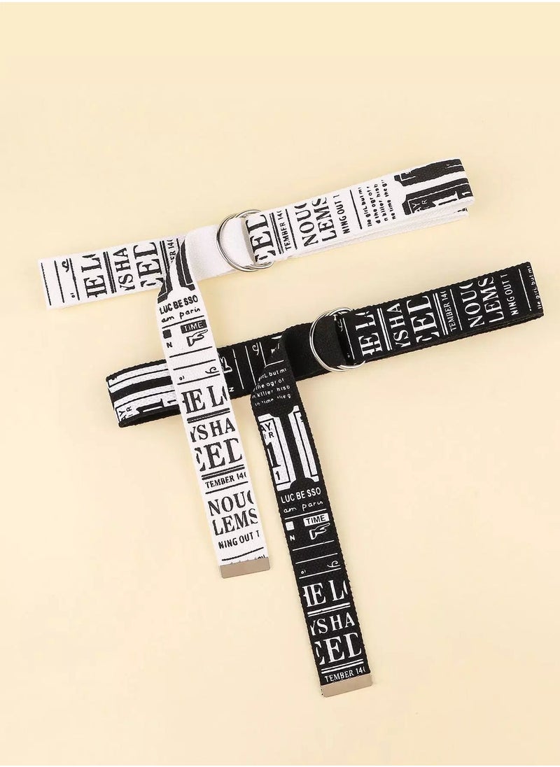 Generic 2pcs Letter Graphic Tape Belt  - Image 1