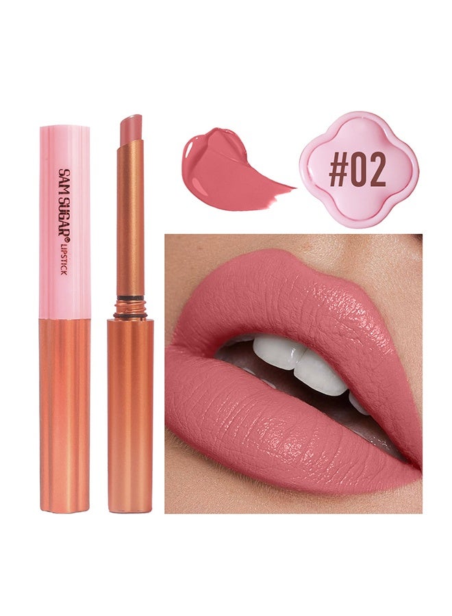 SAM SUGAR Lucky Long Lasting Lipstick, Soft Matte Moisturizing Nudes Lipstick for Dry Lips Creamy texture Transfer-Proof Lip Gloss for Women（02#） - Image 2