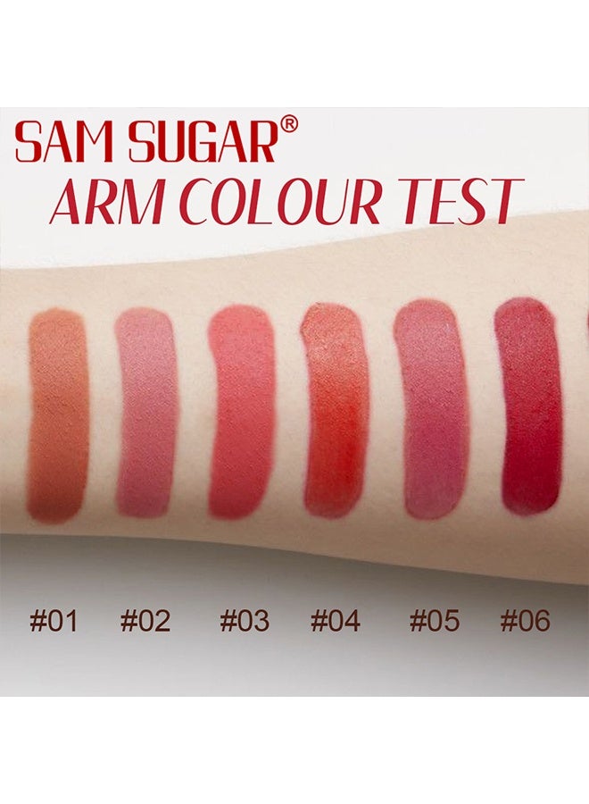 SAM SUGAR Lucky Long Lasting Lipstick, Soft Matte Moisturizing Nudes Lipstick for Dry Lips Creamy texture Transfer-Proof Lip Gloss for Women（02#） - Image 5