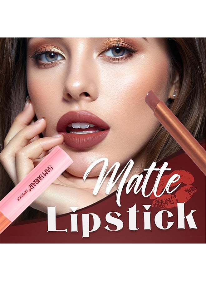 SAM SUGAR Lucky Long Lasting Lipstick, Soft Matte Moisturizing Nudes Lipstick for Dry Lips Creamy texture Transfer-Proof Lip Gloss for Women（02#） - Image 3