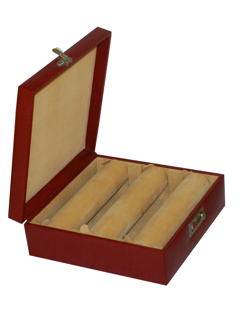 LAVERI LEATHER Laveri Genuine Leather Bracelet Jewelry Box with 3 Removable Rolls - Holder Stores Bracelets, Bangles & Watches Bangle Vanity Box REMOVABLE Vanity Box Removable Vanity Box  - Image 2