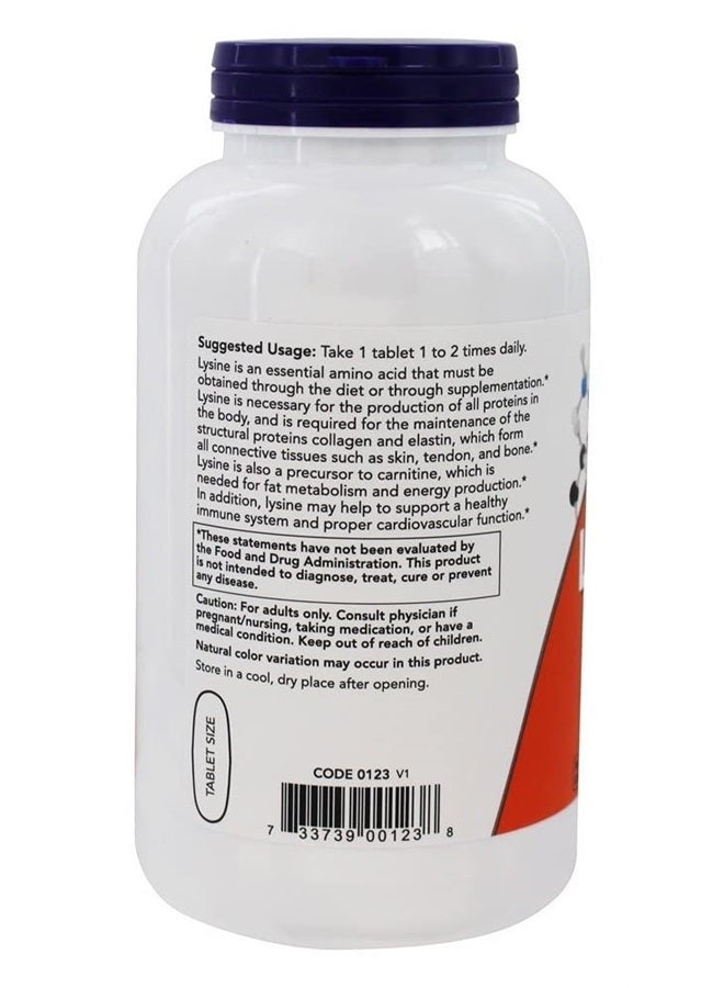 now Supplements, L-Lysine Hydrochloride 1,000 mg, Double Strength, Amino Acid, 250 Tablets - Image 3