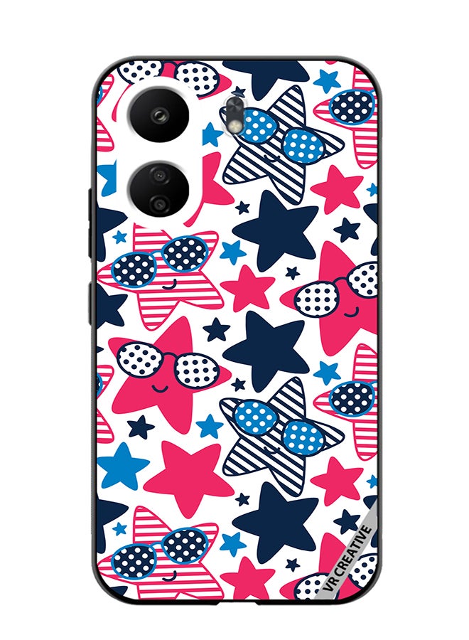 VR CREATIVE Protective Case Cover For Xiaomi Redmi 13C Star Pattern Vector Design Multicolour - Image 1