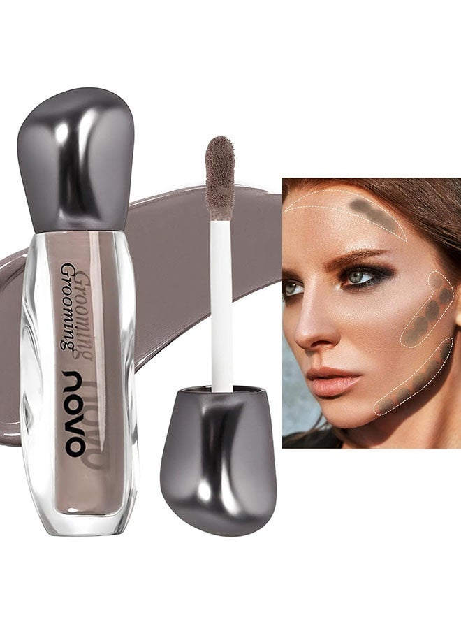 نوفو هايلايتر لايت باي لايت، عصا كونتور سائلة باردة اللون، مكياج كونتور كريم باللون الرمادي البارد، مكياج خفيف الوزن قابل للدمج بتشطيب مطفي، سهل تشكيل الوجه، غير دهني، طويل الأمد، 01# بني رمادي - Image 1