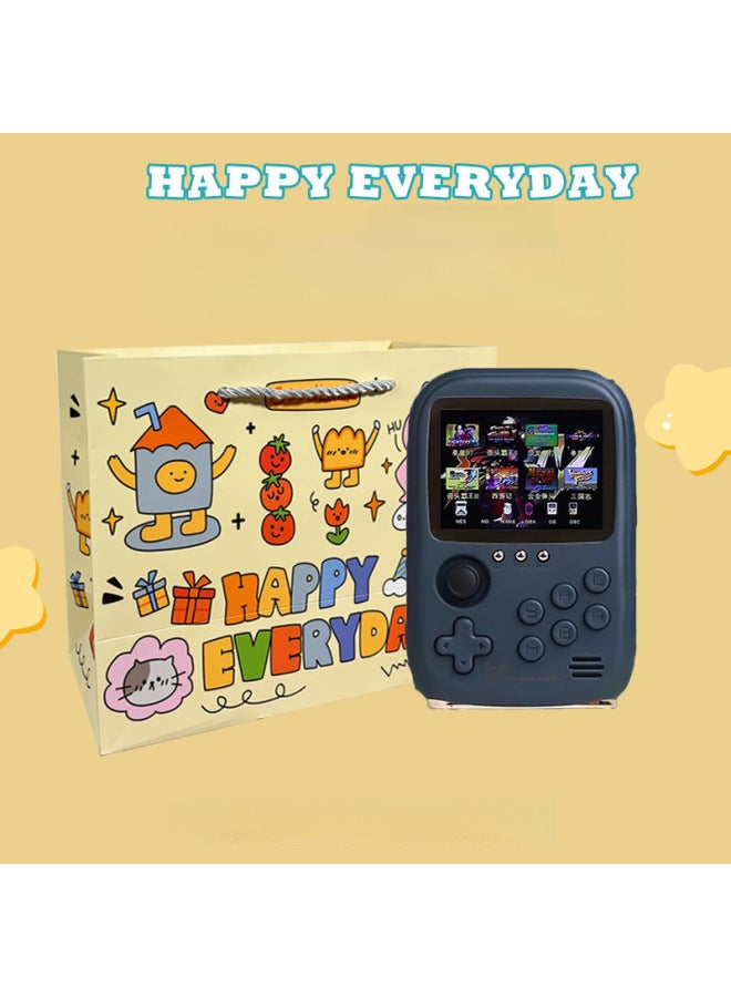 Game Machine Charging Treasure Handheld TV Retro Boyfriend Best Friend Girl Japanese Powder National Day Classical Style-Model:I Wish You A Happy Day (gift Bag) + Dark Blue - Single Game Console + Free Kitty Cat Sticker [built-in 10,000+ Games] - Image 1