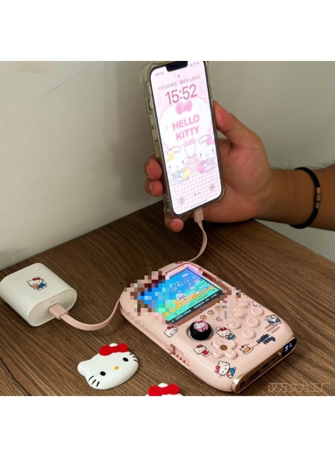Game Machine Charging Treasure Handheld TV Retro Boyfriend Best Friend Girl Japanese Powder National Day Classical Style-Model:I Wish You A Happy Day (gift Bag) + Dark Blue - Single Game Console + Free Kitty Cat Sticker [built-in 10,000+ Games] - Image 4