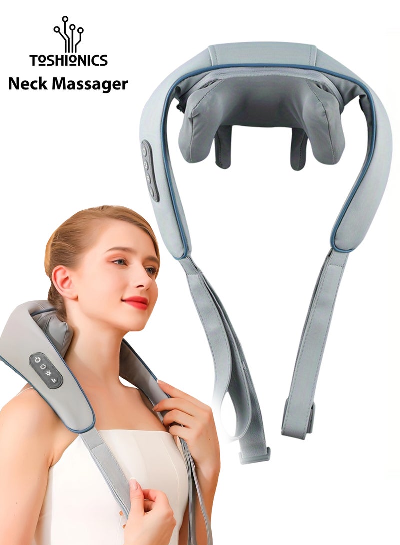 Toshionics Portable Electric Shoulder Neck Massager Shiatsu With Heat Relieve Tension Target Acupoints Massage 6D Extra Large Massage Head Ideal For Pain Relief Muscle Relaxation Stress Rechargeable With Type C - Image 1