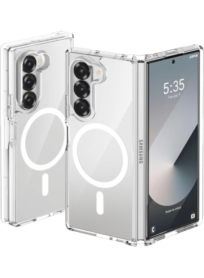 مجسيف جراب مغناطيسي متوافق مع سامسونج جالاكسي زد فولد 7 جراب خلفي شفاف غير قابل للانزلاق من البولي كربونات الصلب ممتص للصدمات  شفاف - Image 2