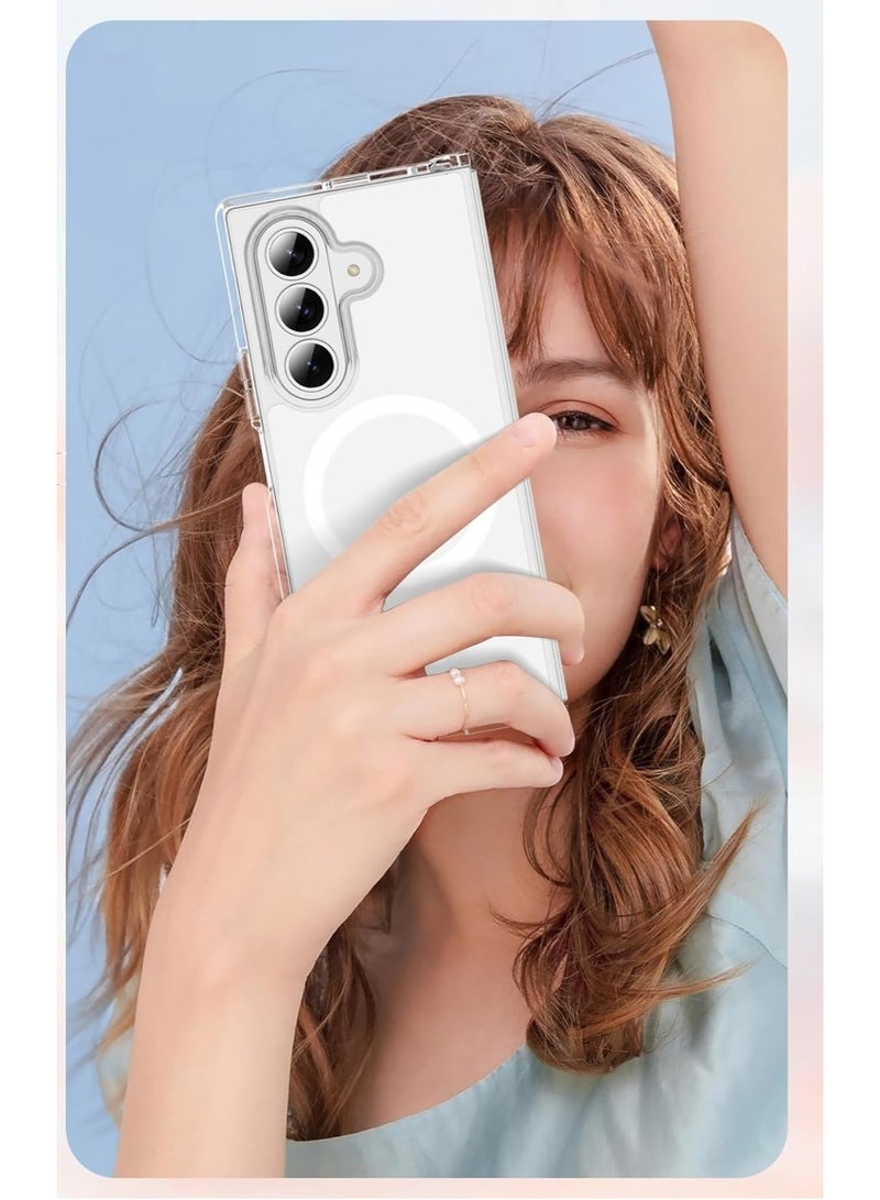 مجسيف جراب مغناطيسي متوافق مع سامسونج جالاكسي زد فولد 7 جراب خلفي شفاف غير قابل للانزلاق من البولي كربونات الصلب ممتص للصدمات  شفاف - Image 4