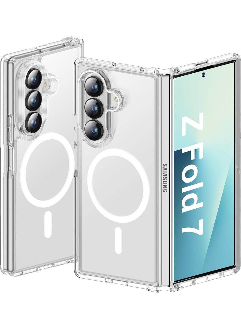 مجسيف جراب مغناطيسي متوافق مع سامسونج جالاكسي زد فولد 7 جراب خلفي شفاف غير قابل للانزلاق من البولي كربونات الصلب ممتص للصدمات  شفاف - Image 1