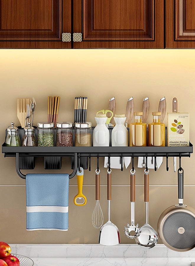 UNUNS Hanging Spice Rack For Wall,Wall Mounted Stainless Steel Spice Rack Organizer With Towel Rack And Hooks,Cooking Utensils Hanger,Cabinet Wall Spice Rack Organizer  - Image 1