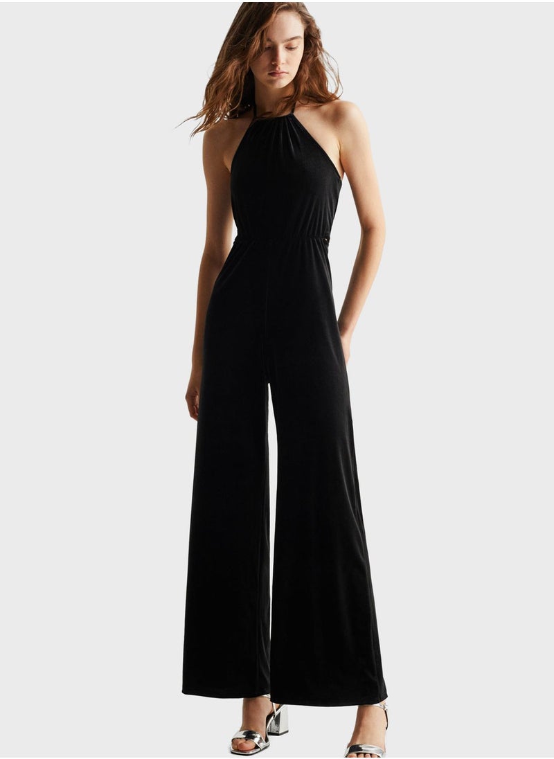 MANGO - Kids Halter Neck Velvet Jumpsuit - Image 1