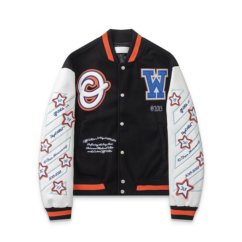 2025 New Ow Cartoon Lion King Pattern Embroidered Woolen Jacket For Men And Women Same Style One Piece - Image 1