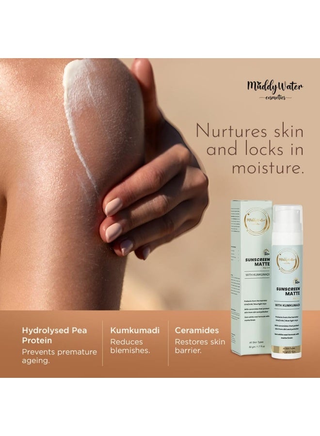ووتر كوزميتيكس واقي شمسي غير لامع SPF 50 PA+++ مع كومكومادي |واقي شمسي مقاوم للماء| غير لزج وخالٍ من القوالب البيضاء|حماية من الأشعة فوق البنفسجية/الأشعة فوق البنفسجية/الأشعة فوق البنفسجية/الأزرق الفاتح|لمسة نهائية غير لامعة للرجال والنساء|جميع أنواع البشرة، 50 جم - Image 5