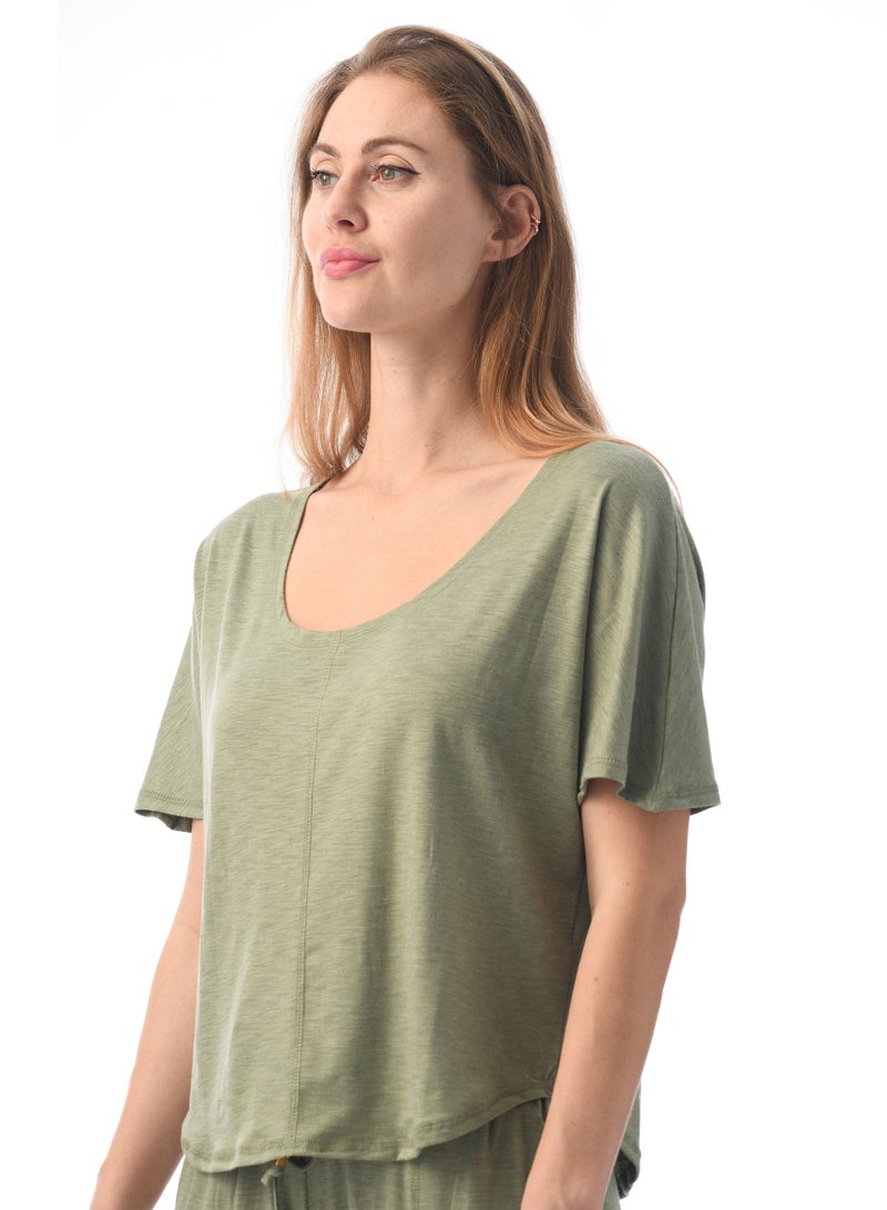 Lacy Dreams Elegant and Comfortable Loungewear Top Olive - Image 3