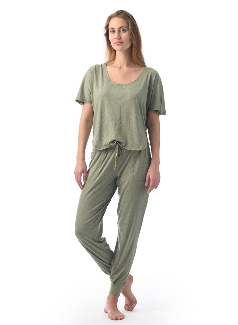 Lacy Dreams Elegant and Comfortable Loungewear Top Olive - Image 4