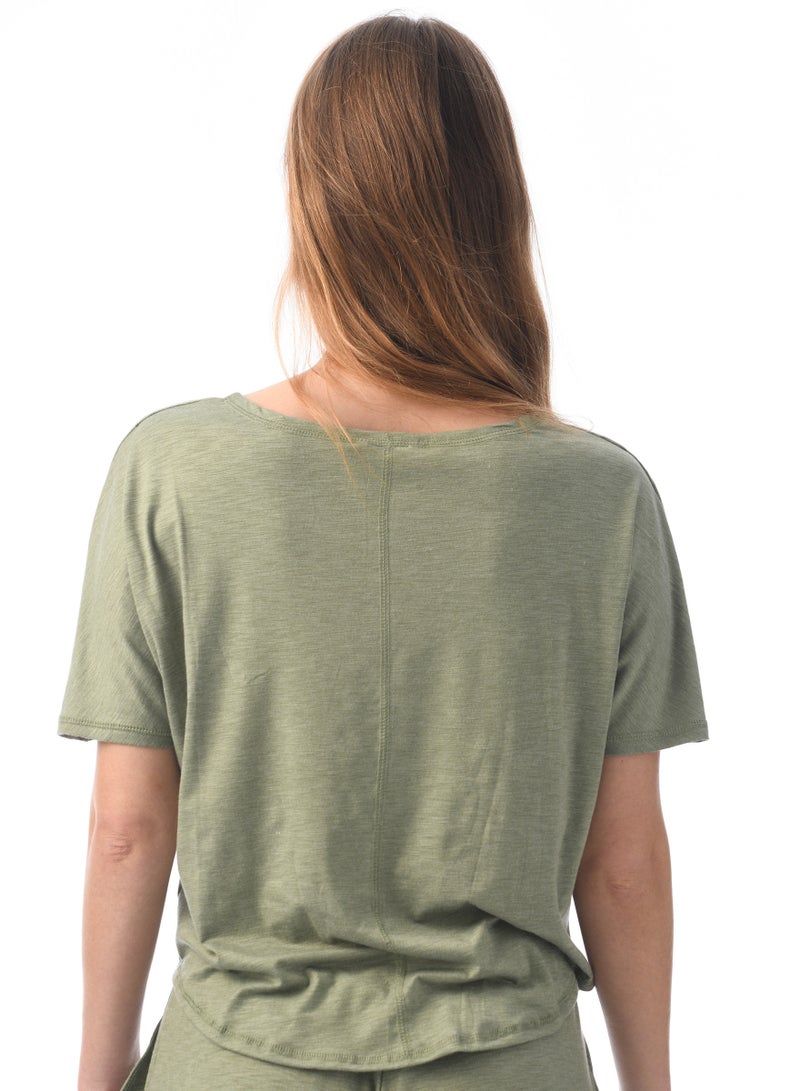 Lacy Dreams Elegant and Comfortable Loungewear Top Olive - Image 2