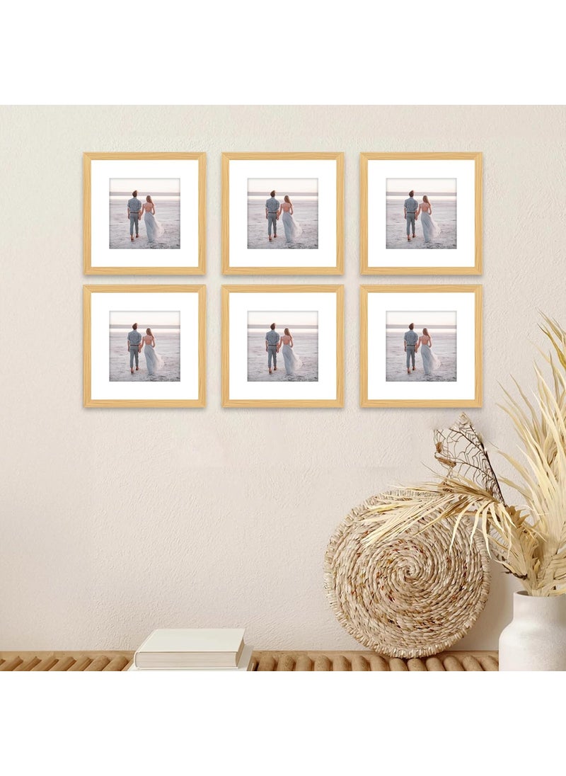 Art Street - Art Street set of 6 Engineered Wood Elegant Designed Beige Individual Photo Frame With Square Shape Mat, Wall Mount Home Decor, Office, Bedroom, Living Room, WalL Decor (5x5 Matted To 3x3 Inch) - Image 1