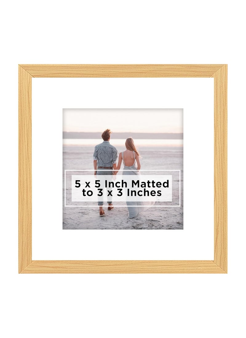 Art Street - Art Street set of 6 Engineered Wood Elegant Designed Beige Individual Photo Frame With Square Shape Mat, Wall Mount Home Decor, Office, Bedroom, Living Room, WalL Decor (5x5 Matted To 3x3 Inch) - Image 1