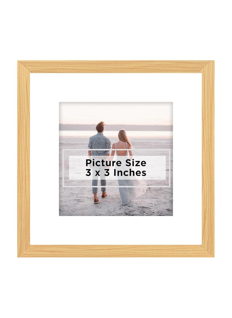 Art Street - Art Street set of 6 Engineered Wood Elegant Designed Beige Individual Photo Frame With Square Shape Mat, Wall Mount Home Decor, Office, Bedroom, Living Room, WalL Decor (5x5 Matted To 3x3 Inch) - Image 1