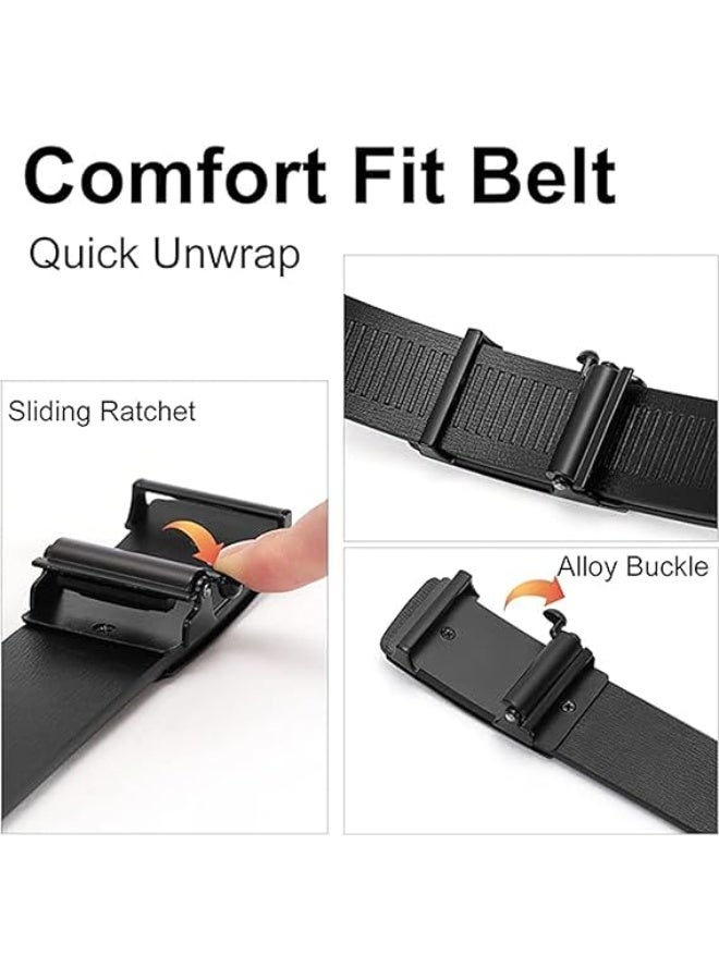 Bukela Men's Genuine Leather Ratchet Belt with Automatic Slide Buckle for Dress & Casual Wear - Image 2