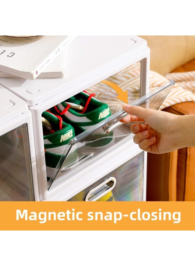 BLOOMING TIME Folding Shoe Box Installation-Free Shoe Storage Magnetic Opening Design Large Space for Sneakers Display 4 Layers - Image 1