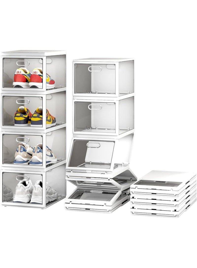 BLOOMING TIME Folding Shoe Box Installation-Free Shoe Storage Magnetic Opening Design Large Space for Sneakers Display 4 Layers - Image 2