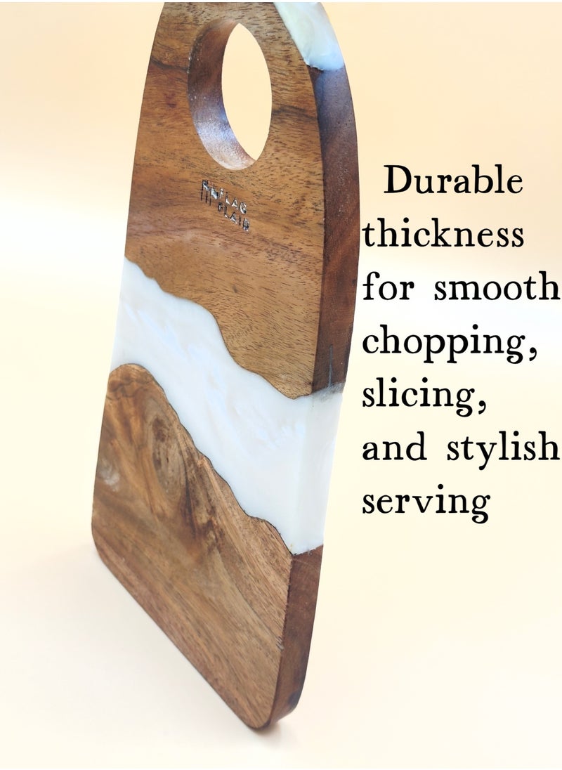 Generic - Kitchen Cutting and Chopping Board, Ideal for Meat, Cheese, Vegetables, Kitchen Essential ( White  Epoxy Blend) - Image 1