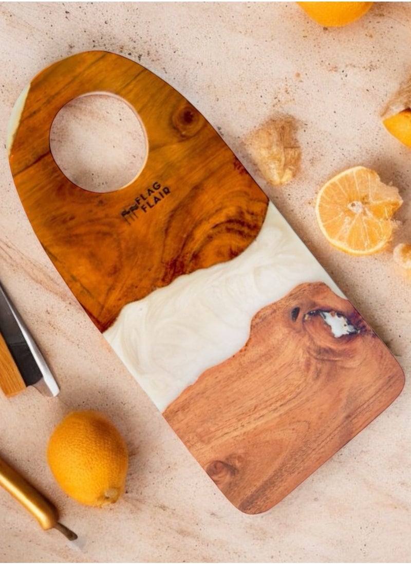 Generic - Kitchen Cutting and Chopping Board, Ideal for Meat, Cheese, Vegetables, Kitchen Essential ( White  Epoxy Blend) - Image 1