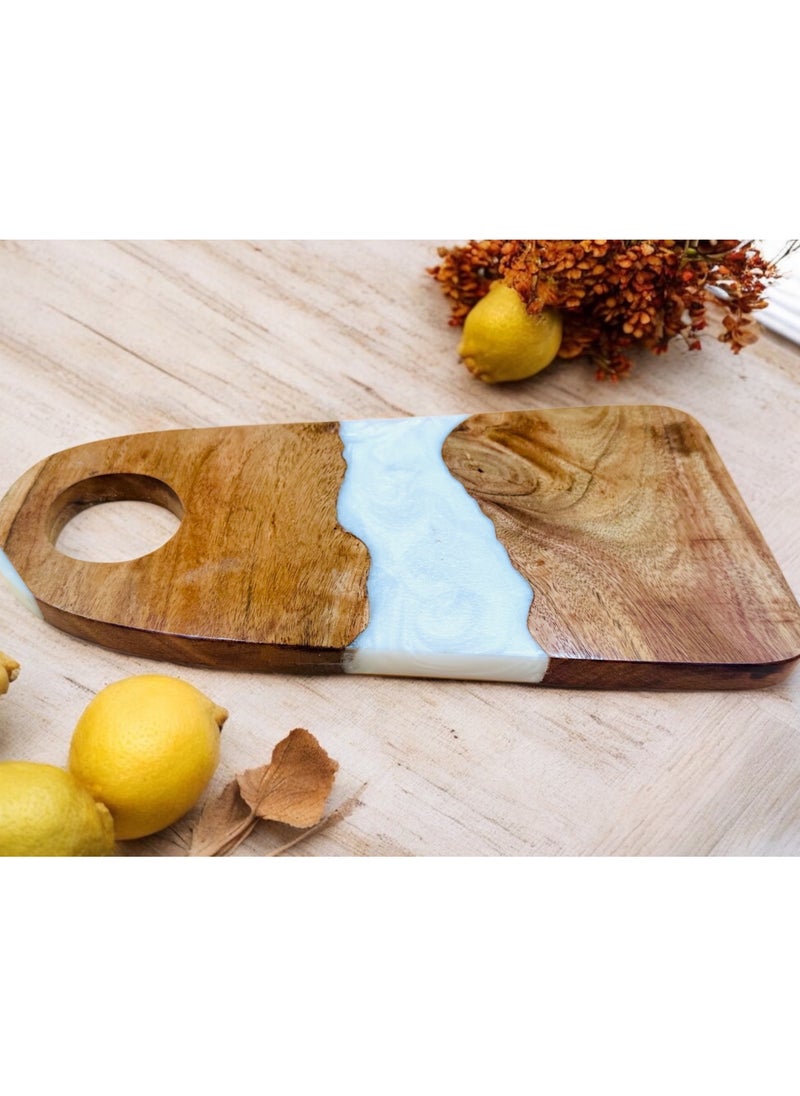 Generic - Kitchen Cutting and Chopping Board, Ideal for Meat, Cheese, Vegetables, Kitchen Essential ( White  Epoxy Blend) - Image 1