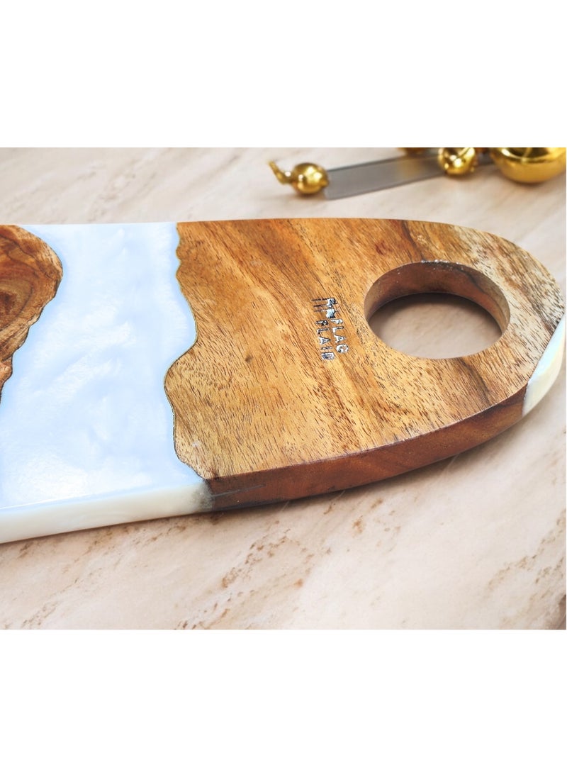 Generic - Kitchen Cutting and Chopping Board, Ideal for Meat, Cheese, Vegetables, Kitchen Essential ( White  Epoxy Blend) - Image 1