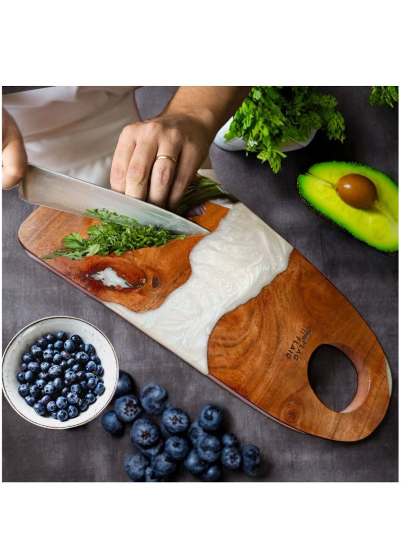 Generic - Kitchen Cutting and Chopping Board, Ideal for Meat, Cheese, Vegetables, Kitchen Essential ( White  Epoxy Blend) - Image 1