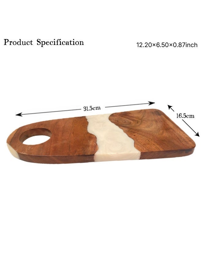 TrenDxb Kitchen Cutting and Chopping Board, Ideal for Meat, Cheese, Vegetables, Kitchen Essential ( White  Epoxy Blend) - Image 2
