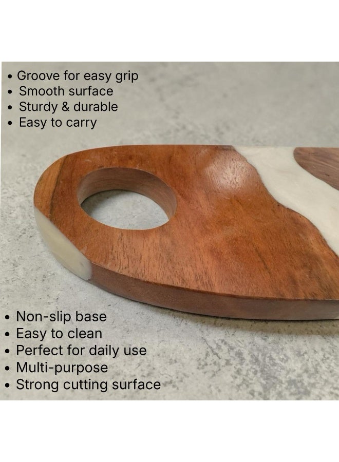 TrenDxb Kitchen Cutting and Chopping Board, Ideal for Meat, Cheese, Vegetables, Kitchen Essential ( White  Epoxy Blend) - Image 5