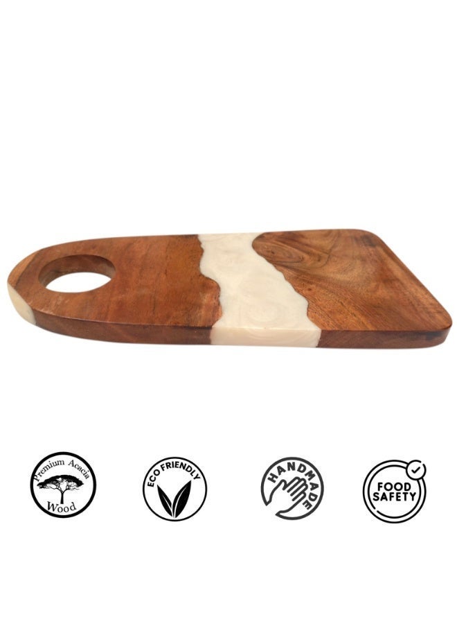 TrenDxb Kitchen Cutting and Chopping Board, Ideal for Meat, Cheese, Vegetables, Kitchen Essential ( White  Epoxy Blend) - Image 3