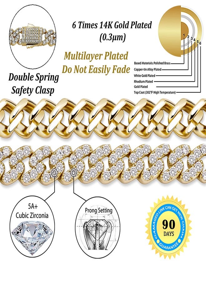 TOPGRILLZ 8mm Gold Cuban Link Anklets for Women 6 Times 14K Gold Plated Fashion Foot Jewelry Gift 9" 10" 11" (Gold, 9) - Image 2