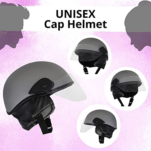Western Era Motorcycling Half Helmet with Clear Visor for Men & Women Safety & Comfort Stylish Enhanced Design (Silver Matte, Large) - Image 3