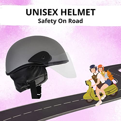 Western Era Motorcycling Half Helmet with Clear Visor for Men & Women Safety & Comfort Stylish Enhanced Design (Silver Matte, Large) - Image 2