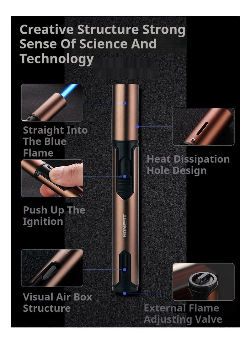 JiFENG Torch Lighters, Candle Lighters Windproof Butane Refillable Gas Torch Lighter for Fireplaces, Camping,Kitchen(Brown,Butane Not Included)  - Image 4