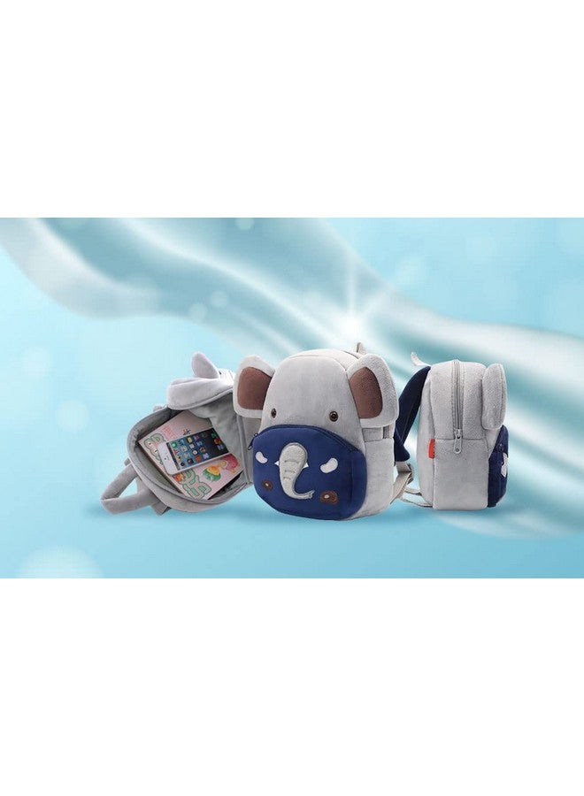 فرانتك حقائب ظهر مخملية ناعمة من Frantic Kids Bags للأطفال من عمر 2 إلى 5 سنوات للمدرسة/الحضانة/الحمل/السفر/النزهة/الحقيبة (فيل رمادي) قياسية، 10 لتر - Image 5