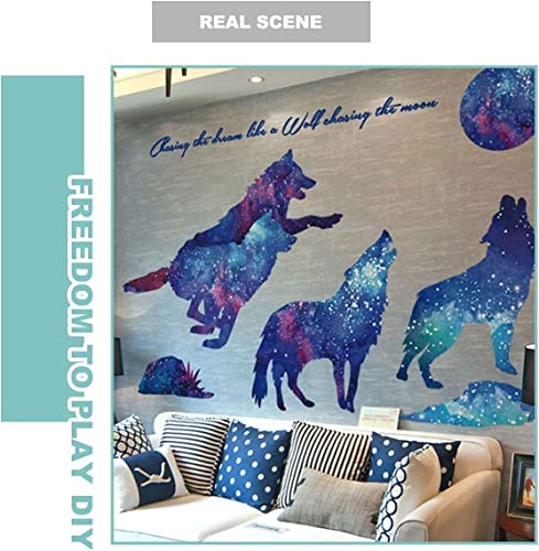 RUIPBOTE Starry Sky Galaxy Wolf Room Decor Wall Decal and Glow Moon Star Stickers RUIPBOTE Teen Bedroom Wall Decor Murals - Image 5