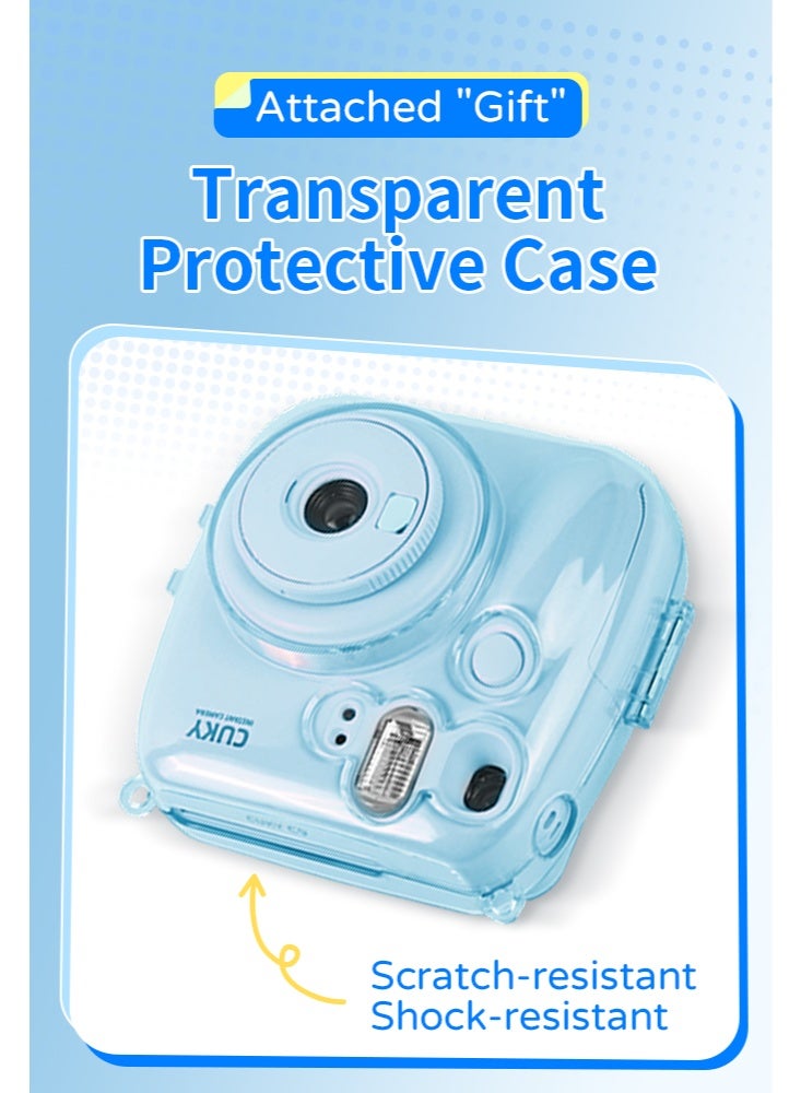 Generic Instant Camera +Camera Protective Case+ Shutter Accessories Bundle, Incl. Compatible Carrying Case,blue - Image 2