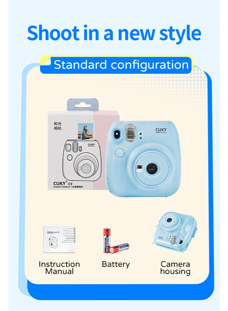 Generic Instant Camera +Camera Protective Case+ Shutter Accessories Bundle, Incl. Compatible Carrying Case,blue - Image 4