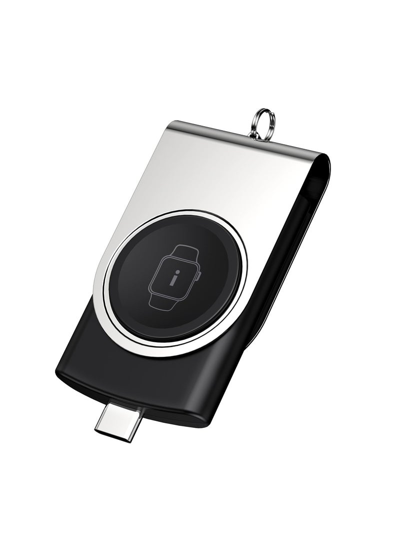 SYOSI Wireless Charger Fit for Apple Samsung Watch, Portable Magnetic 2 in 1, Wireless Fast Watch Charger Stand, Compatible with Apple Watch Series 8 7 SE 6 5 4 3 2, Samsung Galaxy Watch 5 4 3 2 1 - Image 1