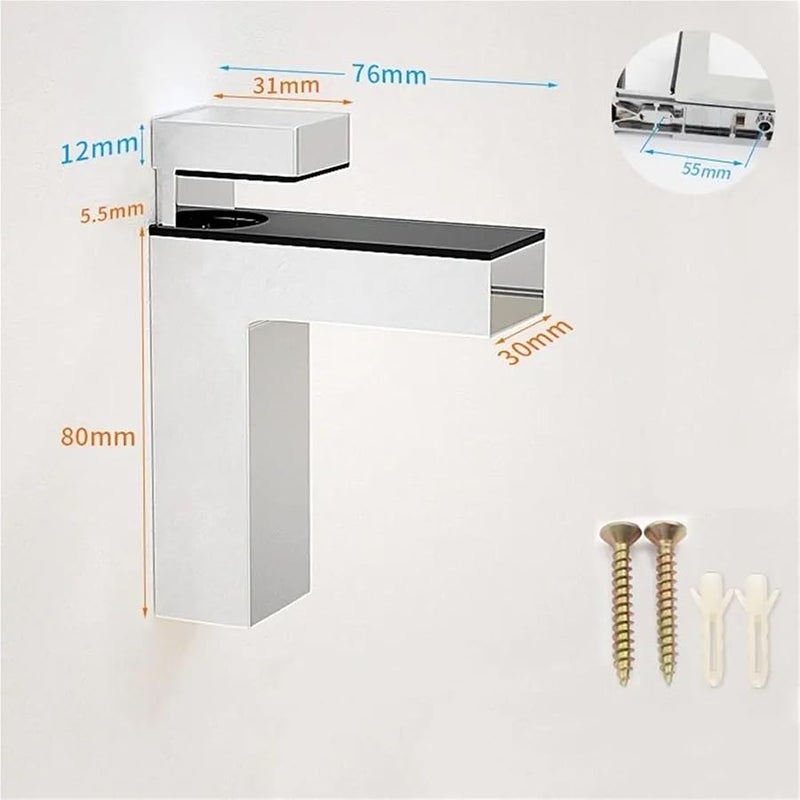 Glass Clamp Bracket Style 6 4pcs Frameless Cabinet Door Clip Shelf Holder - Image 3