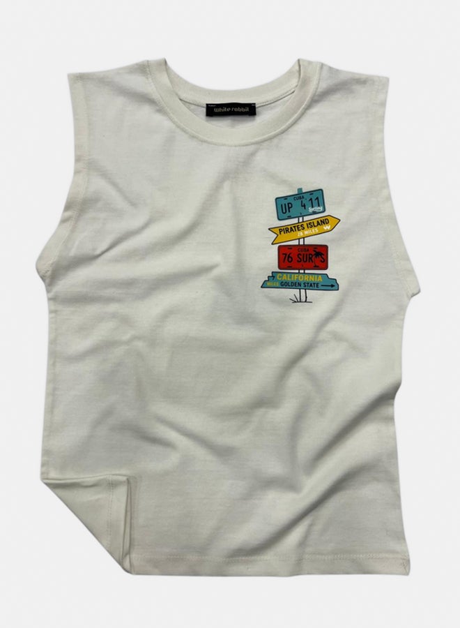 WHITE RABBIT Printed Cut T-Shirt Kids – Off White - Image 1