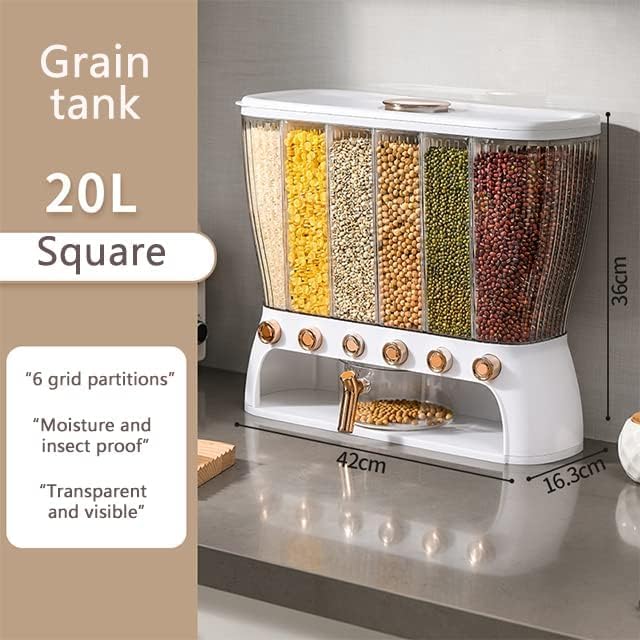 Waqif waqif Pantry Storage Containers Grain Storage Box Rice Storage Bin Grain Storage Box Kitchen Rice Container Food Dispenser for Kitchen Home Restaurants Cereal Containers Storage  - Image 3